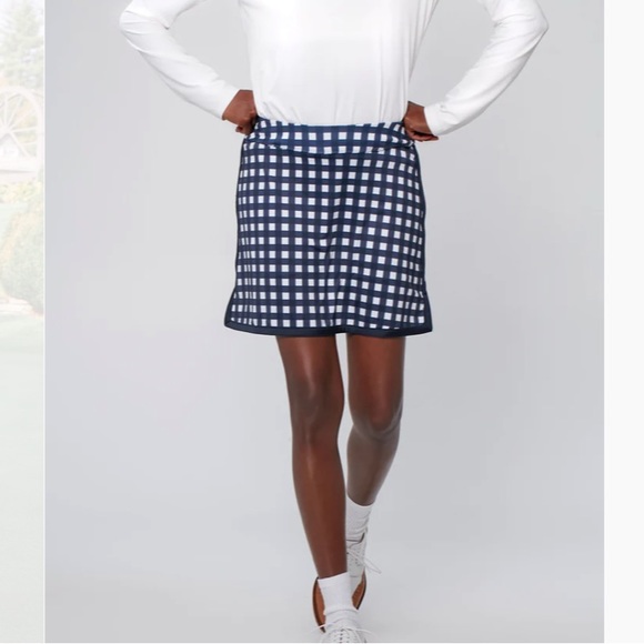 Navy Trellis 16 Inch Piped Golf SkirtTNUCK SPORT